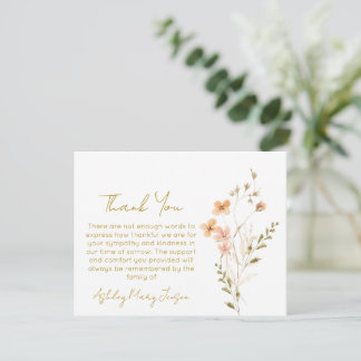 Wildflower Funeral Thank You Card Bereavement  Dankeskarte