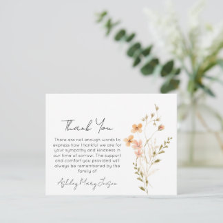 Wildflower Funeral Thank You Card Bereavement  Dankeskarte