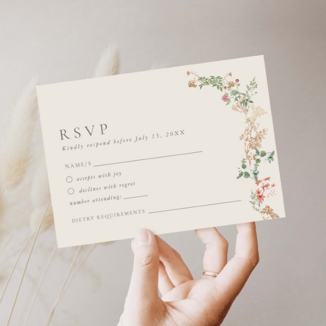 Wildflower Garden Floral Wedding RSVP Card Begleitkarte (Von Creator hochgeladen)