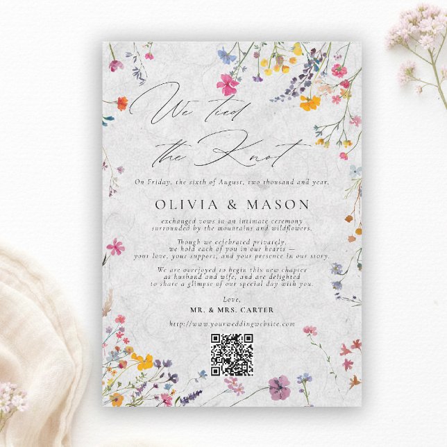 Wildflower Garden Modern Wedding Announcement Einladung (wildflower wedding announcement watercolor garden backyard barn summer spring elegant romantic ivory)