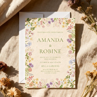 Wildflower Garden Pastel Botanical Floral Wedding Einladung