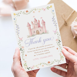 Wildflower Garden Princess Castle 1st Birthday Dankeskarte