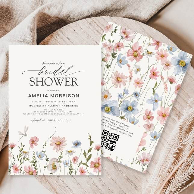 Wildflower Garden QR Code Registry Bridal Shower Einladung (Von Creator hochgeladen)