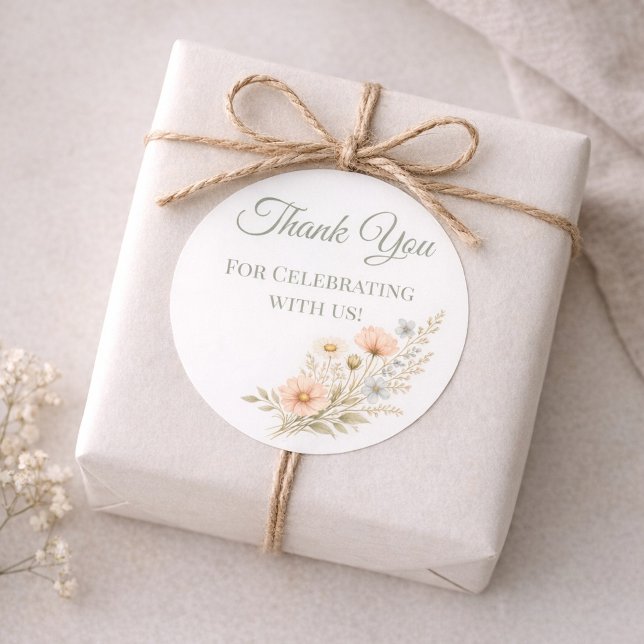 Wildflower Garden Thank You Runder Aufkleber (Von Creator hochgeladen)