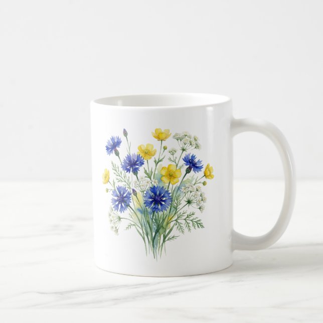 Wildflower Garden Watercolor Art Kaffeetasse (Rechts)