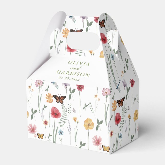 Wildflower Garden Wedding Favor Box Geschenkschachtel (Rückseite)