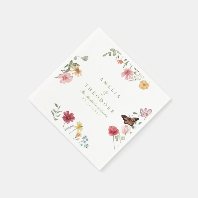 Wildflower Garden Wedding Napkins Serviette (Ecke)