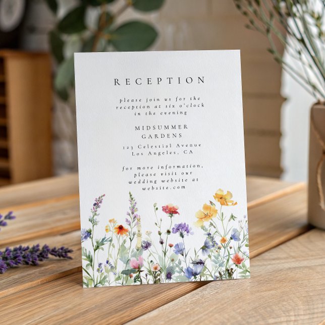Wildflower Garden Wedding Reception Enclosure Card Begleitkarte (Von Creator hochgeladen)