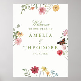 Wildflower Garden Wedding Welcome Poster