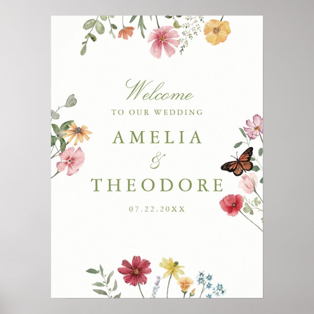 Wildflower Garden Wedding Welcome Poster (Vorne)