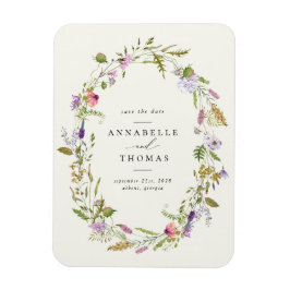 Wildflower Garden Wreath Wedding Save the Date Magnet