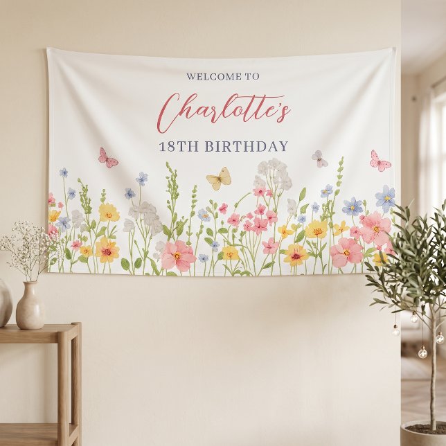 Wildflower-Garten-Geburtstagsfeier Banner (Von Creator hochgeladen)