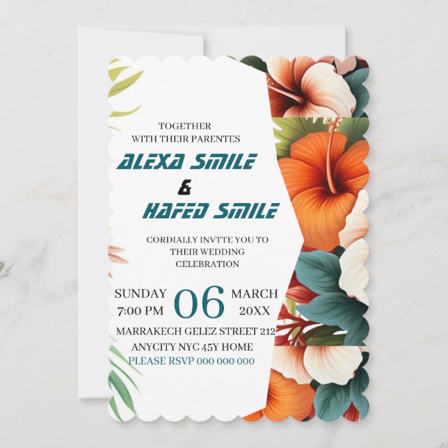 Wildflower Gatefold Wedding Invitation, Pretty Wed Save The Date (Vorderseite)