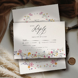 Wildflower Grace Watercolor Elegant Wedding Meal RSVP Karte