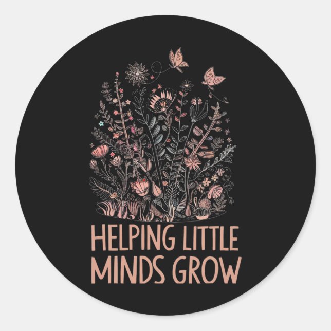 Wildflower Helping Little Minds Grow Teacher Back  Runder Aufkleber (Vorderseite)