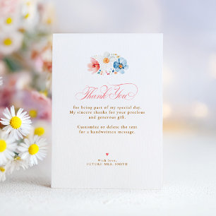 Wildflower-Hochzeit Kleine Danksagung Dankeskarte
