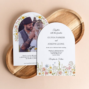 Wildflower-Hochzeit QR-Code für Frühlingsgartenf Einladung