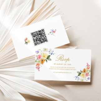 Wildflower-Hochzeit QR-Code RSVP-Karte Begleitkarte
