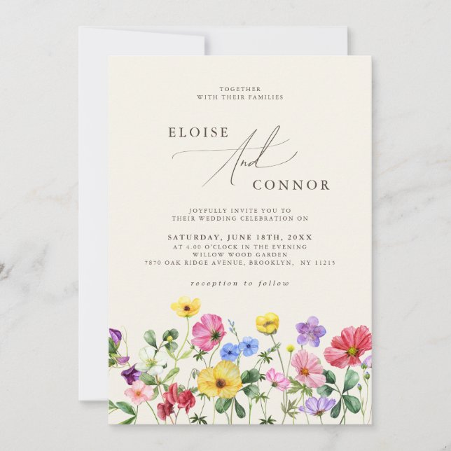 Wildflower-Hochzeit Rustikaler Boho-QR-Code Einladung (Vorderseite)