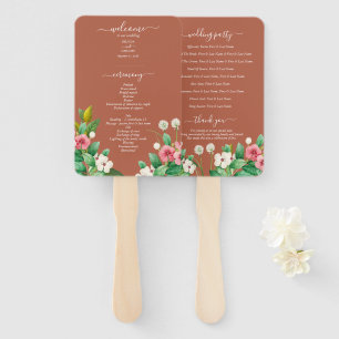 Wildflower Immergrün Brandorange Hochzeitsprogramm Fächer