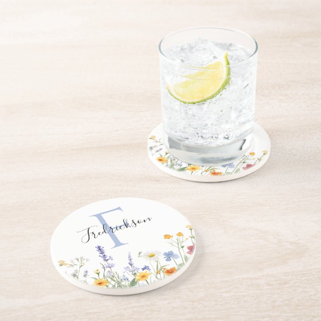 Wildflower Initial Drink Coaster Realtor Gift Getränkeuntersetzer (Seite)