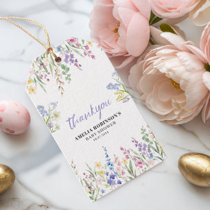 Wildflower ist auf dem Weg Pastell Blumen Baby Sho Geschenkanhänger