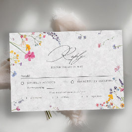 Wildflower Ivory Watercolor Elegant Wedding Meal RSVP Karte