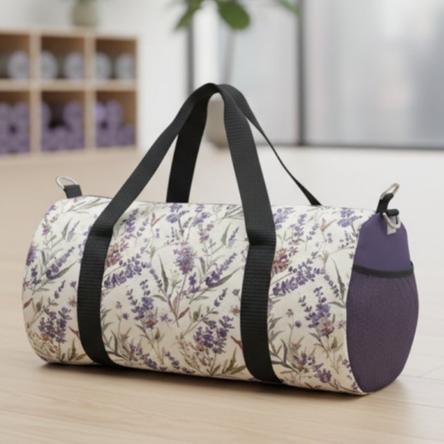 Wildflower Lavender Boho Botanical Floral Duffle Bag (Von Creator hochgeladen)