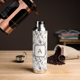 Wildflower Lavender Boho Botanical Floral Monogram Trinkflasche
