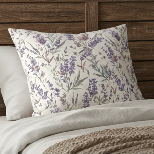 Wildflower Lavender Boho Botanical Floral Pattern Kissenbezug (Von Creator hochgeladen)
