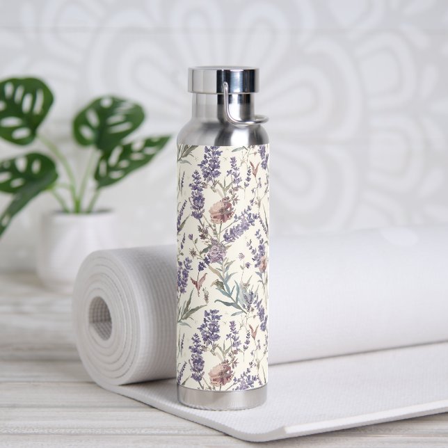 Wildflower Lavender Boho Botanical Floral Trinkflasche (Yoga (gedreht))