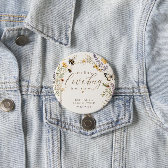 Wildflower Liebeskäfer Baby Shower Button (Beispiel)