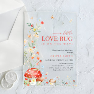 Wildflower Little Love Bug Baby Shower Acryleinladungen