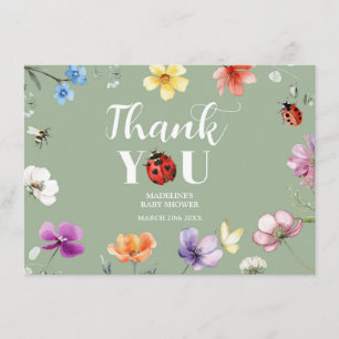 Wildflower Lovebug Baby Shower Dankeskarten Begleitkarte