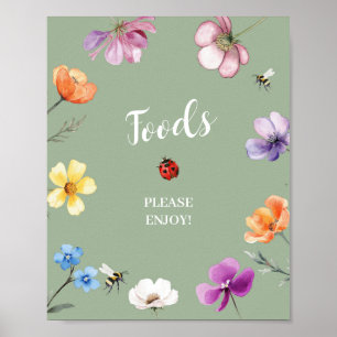 Wildflower Lovebug Baby Shower Essen Party Schild