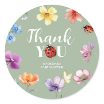 Wildflower Lovebug Baby Shower Rundsticker