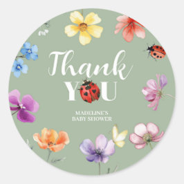 Wildflower Lovebug Baby Shower Rundsticker Runder Aufkleber