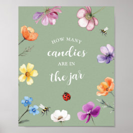 Wildflower Lovebug Baby Shower Spiel Schild