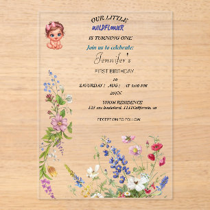 Wildflower-Mädchen zum ersten Geburtstag Einladung