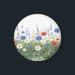 Wildflower meadow botanical garden flowers magnet<br><div class="desc">Natural wildflower meadow with delicate botanical blossoms. A colorful mix of meadow flowers and daisies creates a lively spring nature scene inspired by blooming fields.</div>