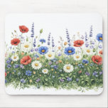 Wildflower meadow botanical garden flowers mousepad<br><div class="desc">Natural wildflower meadow with delicate botanical blossoms. A colorful mix of meadow flowers and daisies creates a lively spring nature scene inspired by blooming fields.</div>