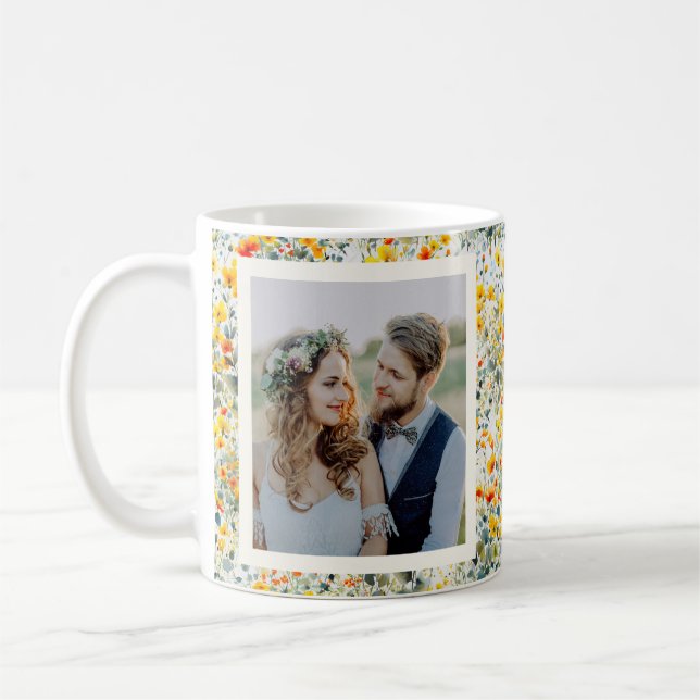 Wildflower Meadow Couple Yellow Custom Photos Kaffeetasse (Links)
