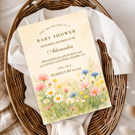 Wildflower Meadow Gold Baby Shower Einladung