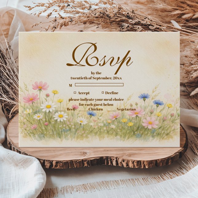 Wildflower Meadow Gold Quinceañera RSVP Karte (Von Creator hochgeladen)