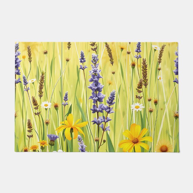 Wildflower Meadow Summer Pattern Fußmatte (Vorderseite)