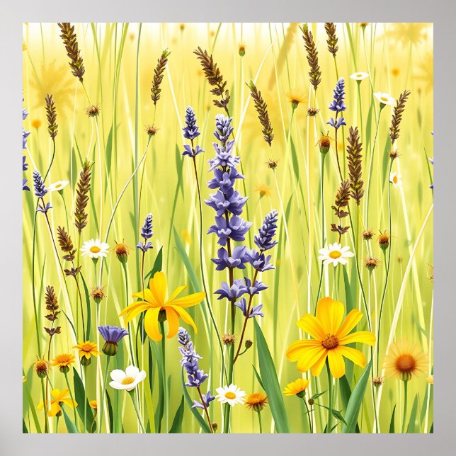 Wildflower Meadow Summer Pattern Poster (Vorne)
