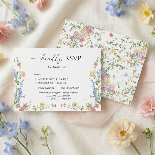 Wildflower Meadow Summer Wedding RSVP Karte (Von Creator hochgeladen)