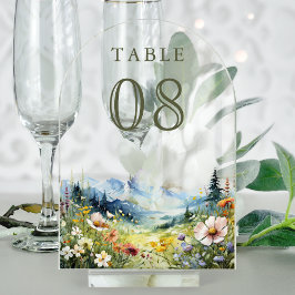 Wildflower Meadow Wedding Acrylic Table Number Acryleinladungen