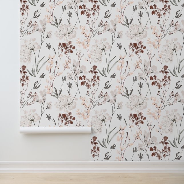 Wildflower minimalist elegant leaves soft floral  tapete (Anwendung)