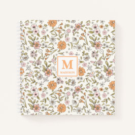 Wildflower-Monogramm-Notizbuch-Journal Notizbuch